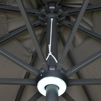 2.7m Garden Parasol with Solar LED Lights and Tilt Function - Grey
