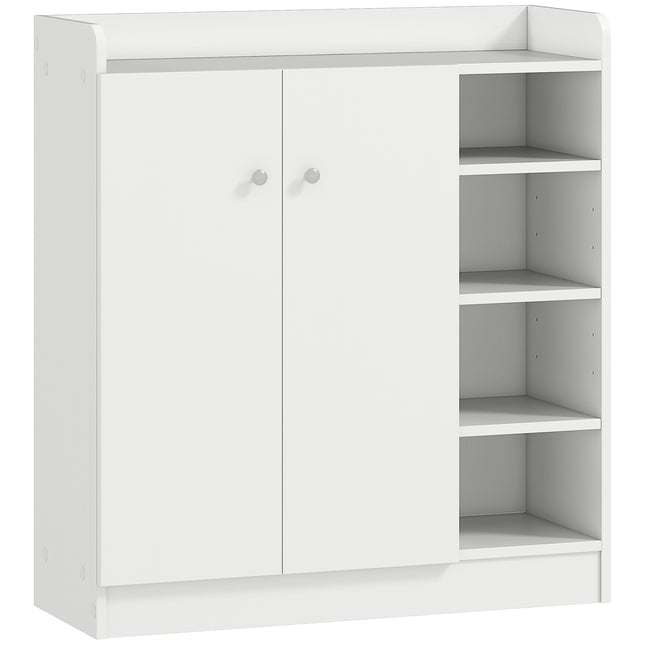 Shoe Storage Cabinet with 2 Doors and Adjustable 4 Shelves for Hallway - White