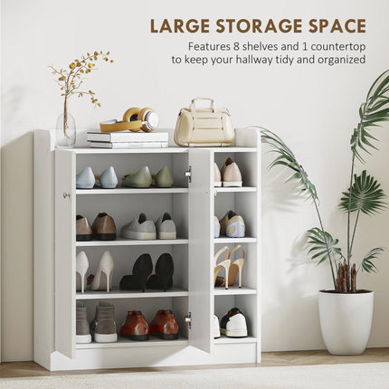 Shoe Storage Cabinet with 2 Doors and Adjustable 4 Shelves for Hallway - White