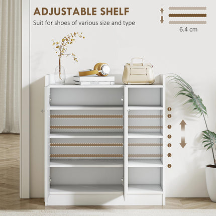 Shoe Storage Cabinet with 2 Doors and Adjustable 4 Shelves for Hallway - White
