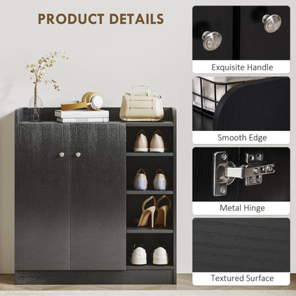 Shoe Storage Cabinet with Adjustable Shelves - Black
