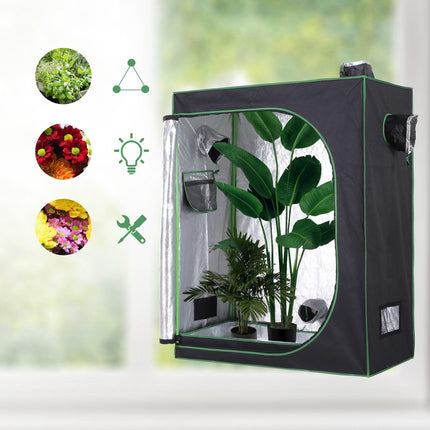 Hydroponic Indoor Plant Grow Tent Canopy 120x60x150cm 600D Oxford Reflective Mylar - Green