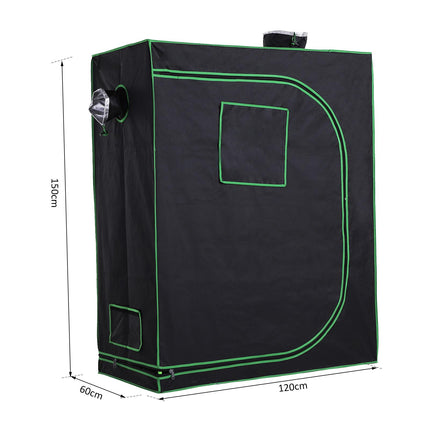 Hydroponic Indoor Plant Grow Tent Canopy 120x60x150cm 600D Oxford Reflective Mylar - Green