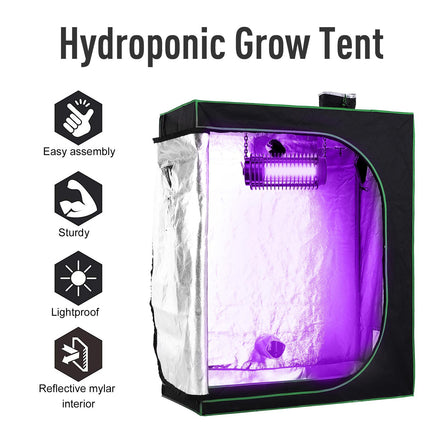 Hydroponic Indoor Plant Grow Tent Canopy 120x60x150cm 600D Oxford Reflective Mylar - Green