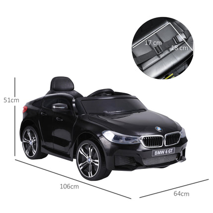 Kids 6V Electric Ride On Licensed BMW 6GT Car with Remote - Black
