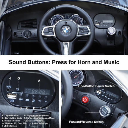 Kids 6V Electric Ride On Licensed BMW 6GT Car with Remote - Black