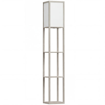 4-Tier Floor Lamp with Storage Shelves for Living Room, Bedroom, Office - Oak