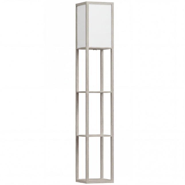 4-Tier Floor Lamp with Storage Shelves for Living Room, Bedroom, Office - Oak