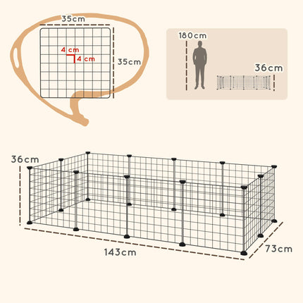 Modular Metal Wire Pet Playpen 106x73x36cm - Black