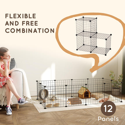 Modular Metal Wire Pet Playpen 106x73x36cm - Black