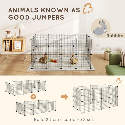 Modular Metal Wire Pet Playpen 106x73x36cm - Black