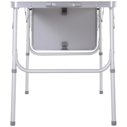4ft Folding Portable Outdoor Table with Pull-Out Side Table Aluminium Frame - Silver