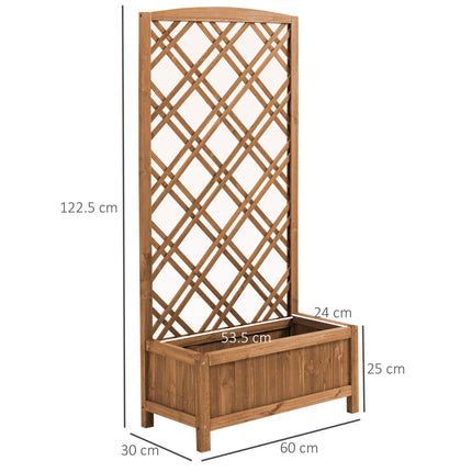 Garden Planter with Trellis, Wooden Raised Bed for Garden with Lattice Trellis for Vegetables, Herbs and Flowers, Brown