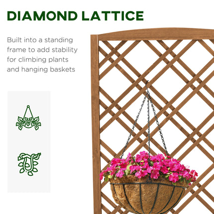 Garden Planter with Trellis, Wooden Raised Bed for Garden with Lattice Trellis for Vegetables, Herbs and Flowers, Brown