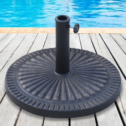 14kg Round Resin Garden Parasol Base for 38mm & 48mm Umbrella Poles - Bronze Tone
