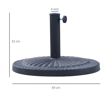 14kg Round Resin Garden Parasol Base for 38mm & 48mm Umbrella Poles - Bronze Tone