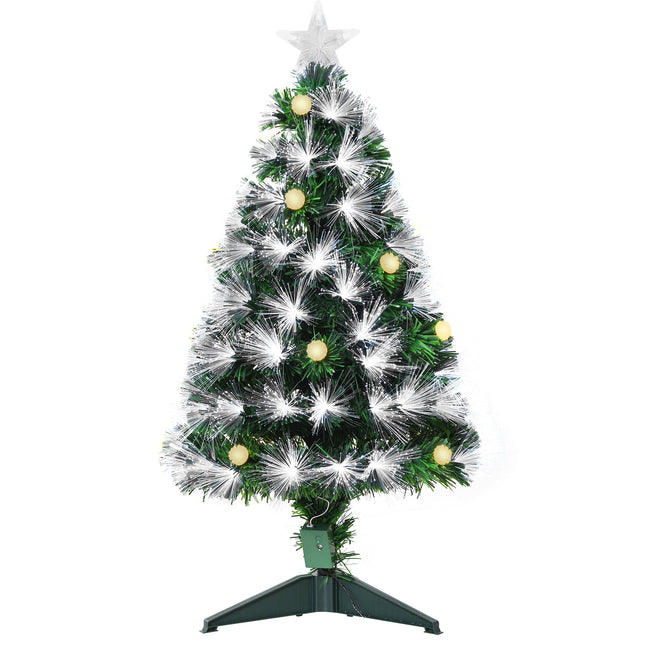 3ft Pre-Lit Christmas Tree with 90 LED Lights and Star Topper Tri-Base - White