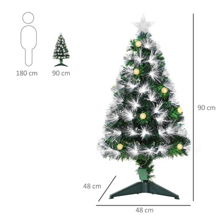 3ft Pre-Lit Christmas Tree with 90 LED Lights and Star Topper Tri-Base - White