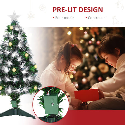 3ft Pre-Lit Christmas Tree with 90 LED Lights and Star Topper Tri-Base - White
