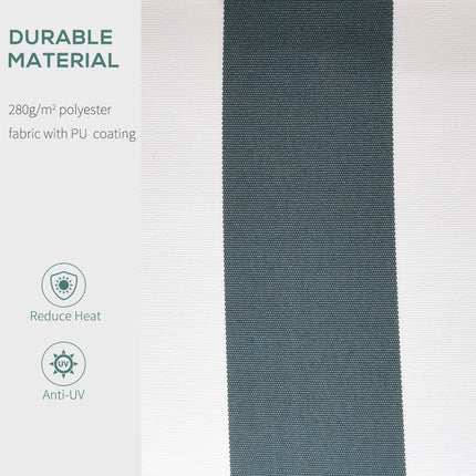 Retractable Garden Patio Awning Canopy with Manual Crank for Sun Protection - Green and White