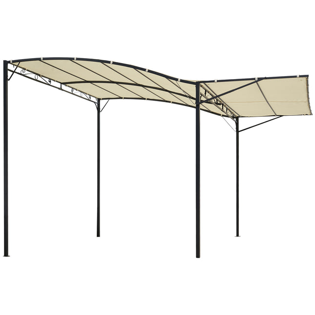 3 Metre Metal Pergola with Extendable Canopy - Cream White