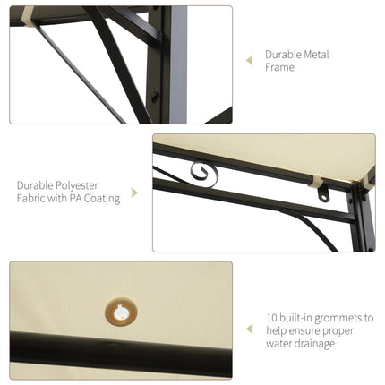 3 Metre Metal Pergola with Extendable Canopy - Cream White