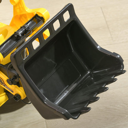 NO POWER 3-in-1 Ride On Toy Bulldozer Digger Tractor Pulling Cart - Yellow