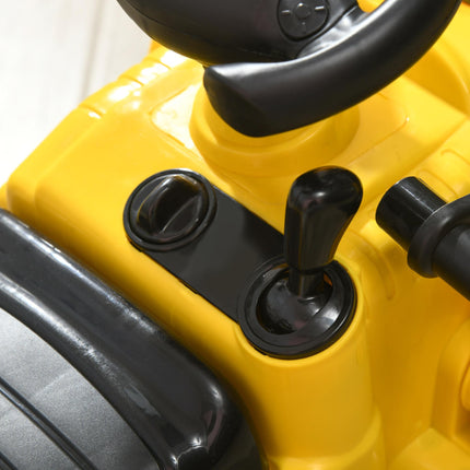 NO POWER 3-in-1 Ride On Toy Bulldozer Digger Tractor Pulling Cart - Yellow
