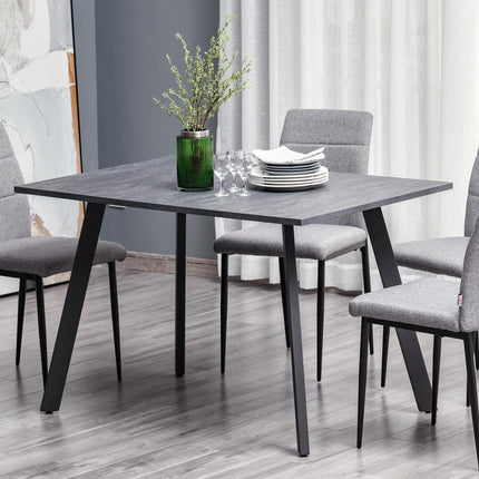 Dining Table with Metal Legs and Spacious Top for Kitchen, Dining Room, Living Room - Dark Grey