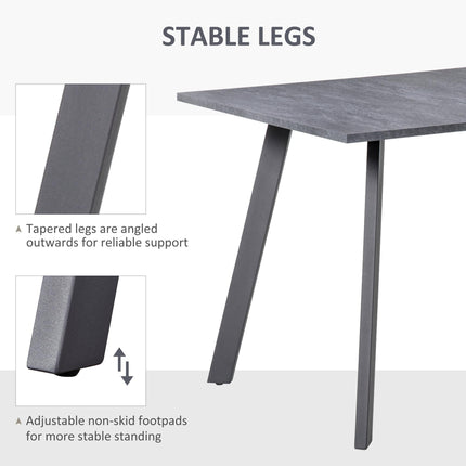 Dining Table with Metal Legs and Spacious Top for Kitchen, Dining Room, Living Room - Dark Grey