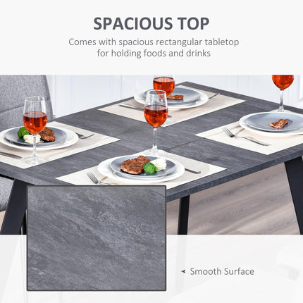Dining Table with Metal Legs and Spacious Top for Kitchen, Dining Room, Living Room - Dark Grey