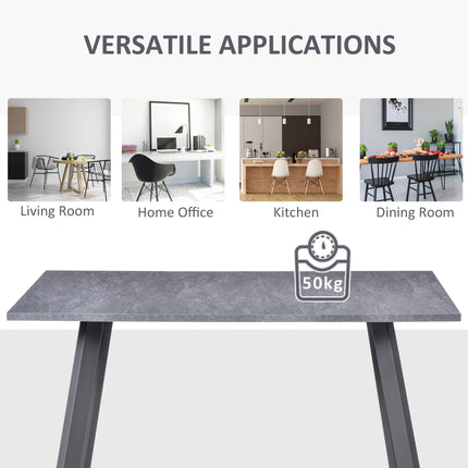 Dining Table with Metal Legs and Spacious Top for Kitchen, Dining Room, Living Room - Dark Grey