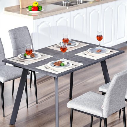 Dining Table with Metal Legs and Spacious Top for Kitchen, Dining Room, Living Room - Dark Grey