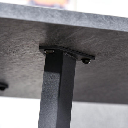 Dining Table with Metal Legs and Spacious Top for Kitchen, Dining Room, Living Room - Dark Grey