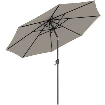 3 Metre Tilting Garden Parasol with Crank Handle and Steel Frame - Light Grey