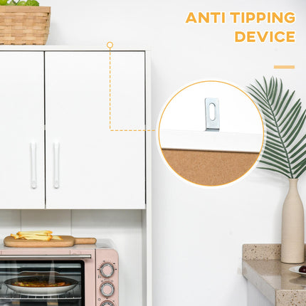 Modern Kitchen Cupboard with 3 Drawers, Storage Cabinets & Open Countertop - White