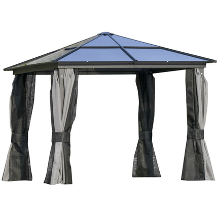 3 x 3 Metre Aluminium Frame Gazebo with UV Resistant Roof and Mosquito Netting - Black