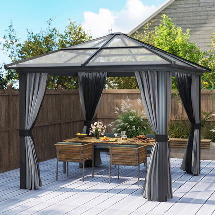 3 x 3 Metre Aluminium Frame Gazebo with UV Resistant Roof and Mosquito Netting - Black