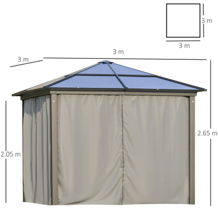 3 x 3 Metre Aluminium Frame Gazebo with UV Resistant Roof and Mosquito Netting - Black