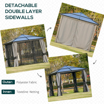 3 x 3 Metre Aluminium Frame Gazebo with UV Resistant Roof and Mosquito Netting - Black