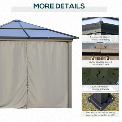 3 x 3 Metre Aluminium Frame Gazebo with UV Resistant Roof and Mosquito Netting - Black