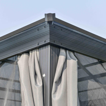 3 x 3 Metre Aluminium Frame Gazebo with UV Resistant Roof and Mosquito Netting - Black