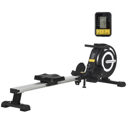Adjustable Magnetic Rowing Machine with LCD Monitor and Aluminium Frame - Black