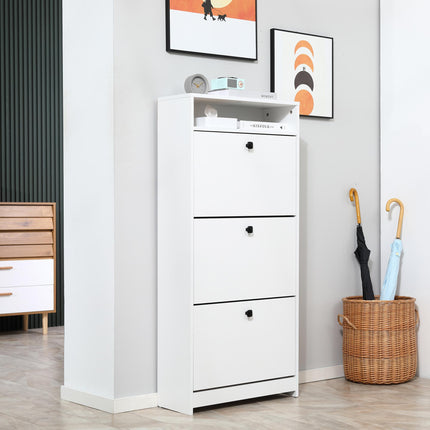 Shoe Storage Cabinet with 3 Drawers for 18 Pairs - White