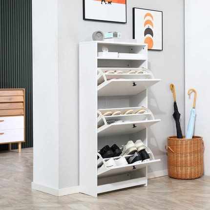 Shoe Storage Cabinet with 3 Drawers for 18 Pairs - White