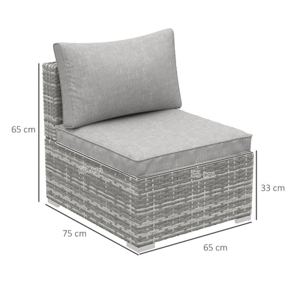 Outdoor Garden Furniture Rattan Single Middle Sofa with Cushions for Backyard Po