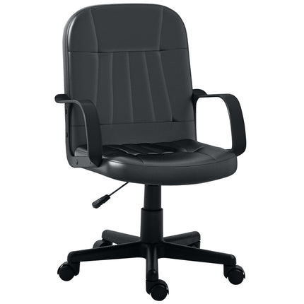 Swivel Executive PU Leather Office and Gaming Chair with Armrests - Black