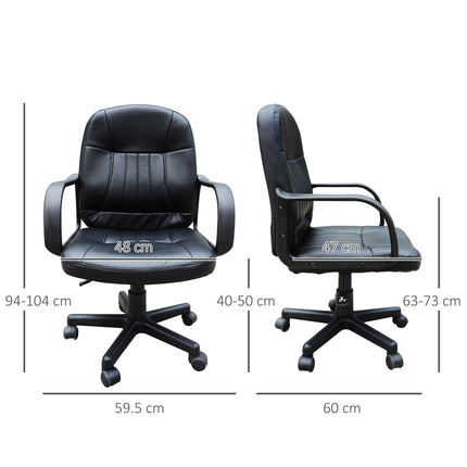 Swivel Executive PU Leather Office and Gaming Chair with Armrests - Black