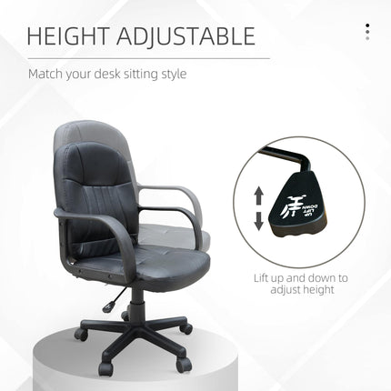 Swivel Executive PU Leather Office and Gaming Chair with Armrests - Black
