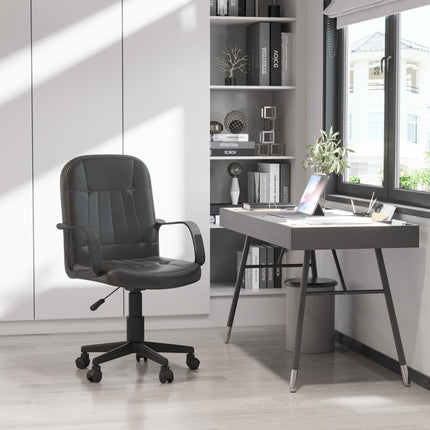 Swivel Executive PU Leather Office and Gaming Chair with Armrests - Black